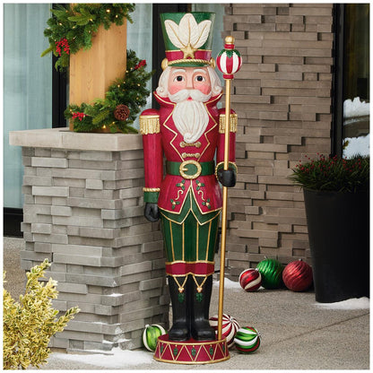 Unlit Wood Carved Nutcracker 1.8M