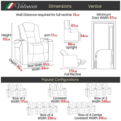 Valencia Theater Seating Venice 1 Seater Recliner Black