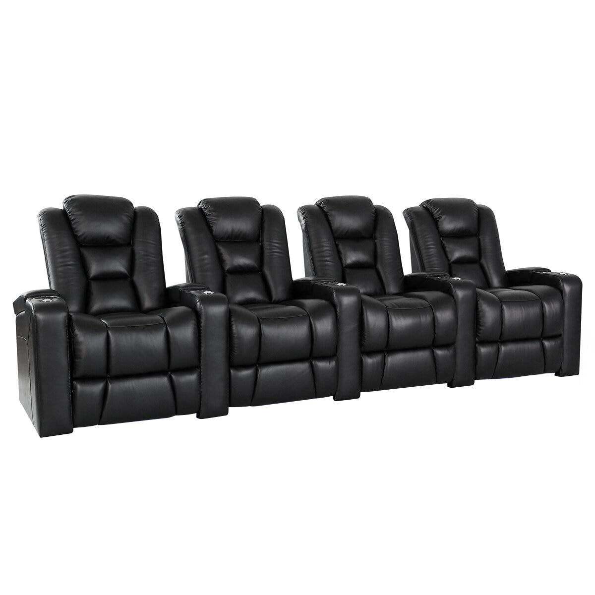 Valencia Theater Seating Venice 4 Seater Recliner Black