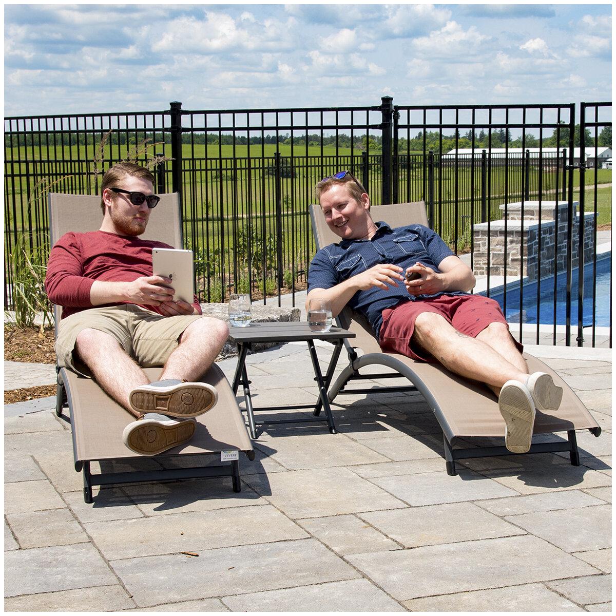 Vivere Coral Springs Chaise Lounge And Table 3 Piece Set Macchiato