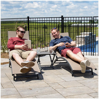 Vivere Coral Springs Chaise Lounge And Table 3 Piece Set Macchiato