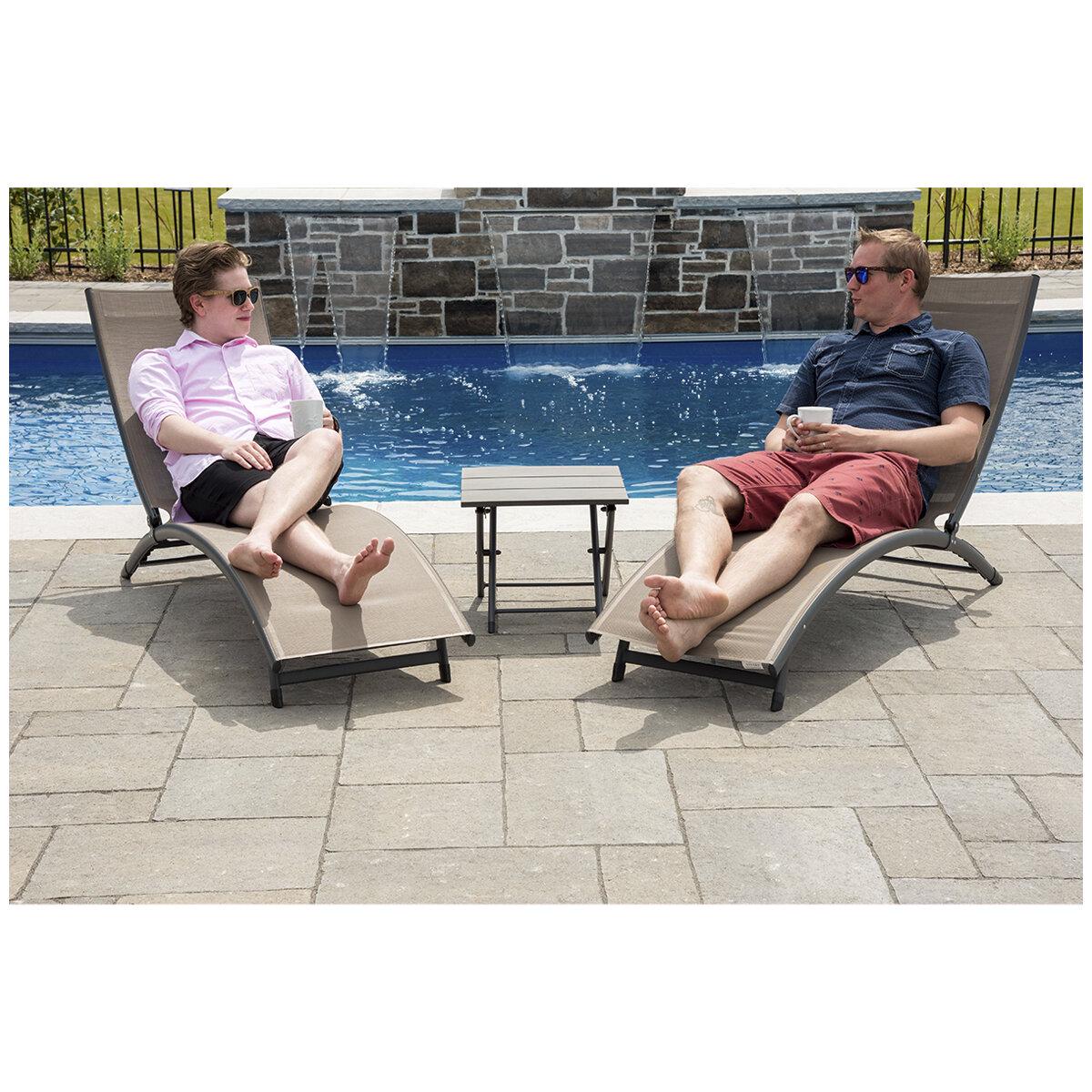 Vivere Coral Springs Chaise Lounge And Table 3 Piece Set Macchiato