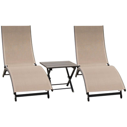 Vivere Coral Springs Chaise Lounge And Table 3 Piece Set Macchiato