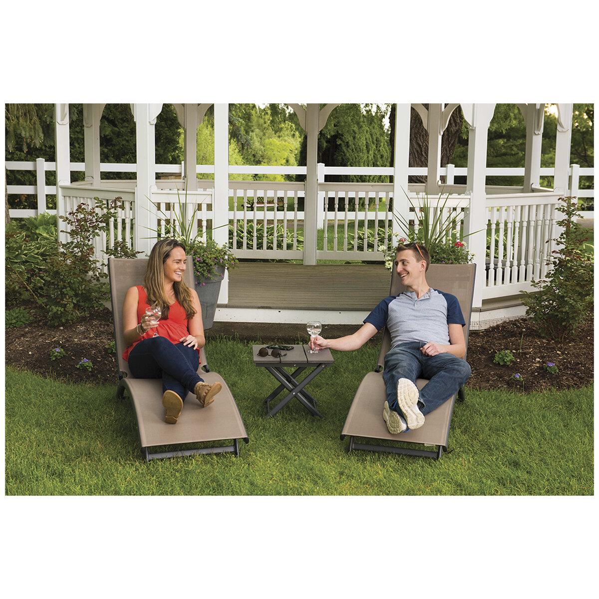 Vivere Coral Springs Chaise Lounge And Table 3 Piece Set Macchiato
