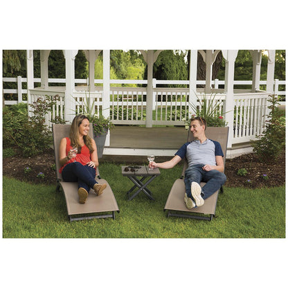 Vivere Coral Springs Chaise Lounge And Table 3 Piece Set Macchiato