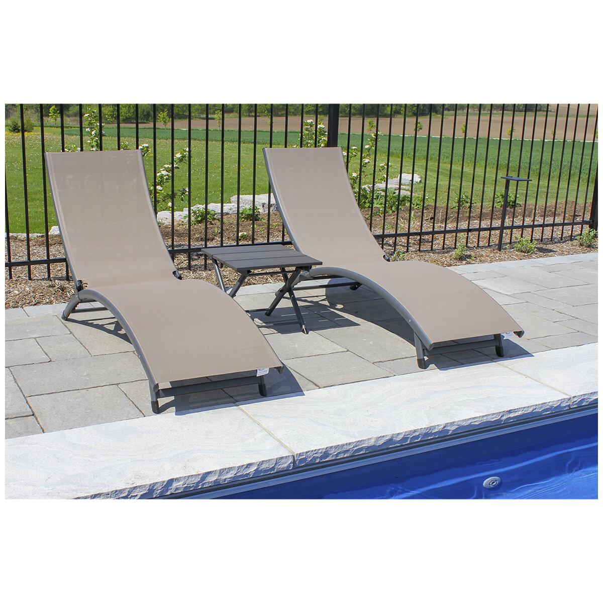 Vivere Coral Springs Chaise Lounge And Table 3 Piece Set Macchiato