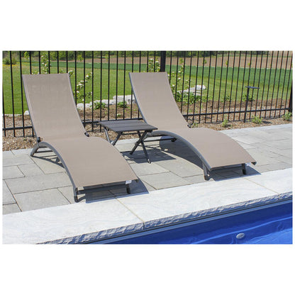 Vivere Coral Springs Chaise Lounge And Table 3 Piece Set Macchiato
