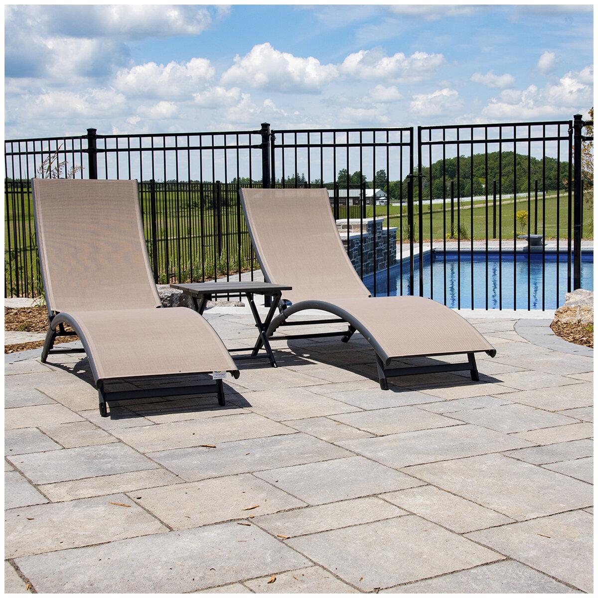 Vivere Coral Springs Chaise Lounge And Table 3 Piece Set Macchiato