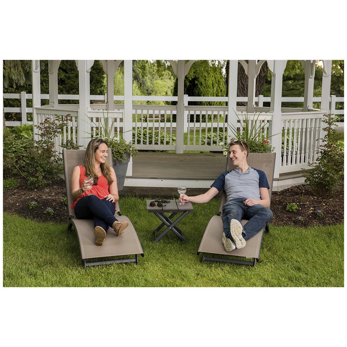 Vivere Coral Springs Chaise Lounge And Table 3 Piece Set Macchiato