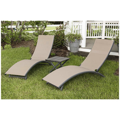 Vivere Coral Springs Chaise Lounge And Table 3 Piece Set Macchiato
