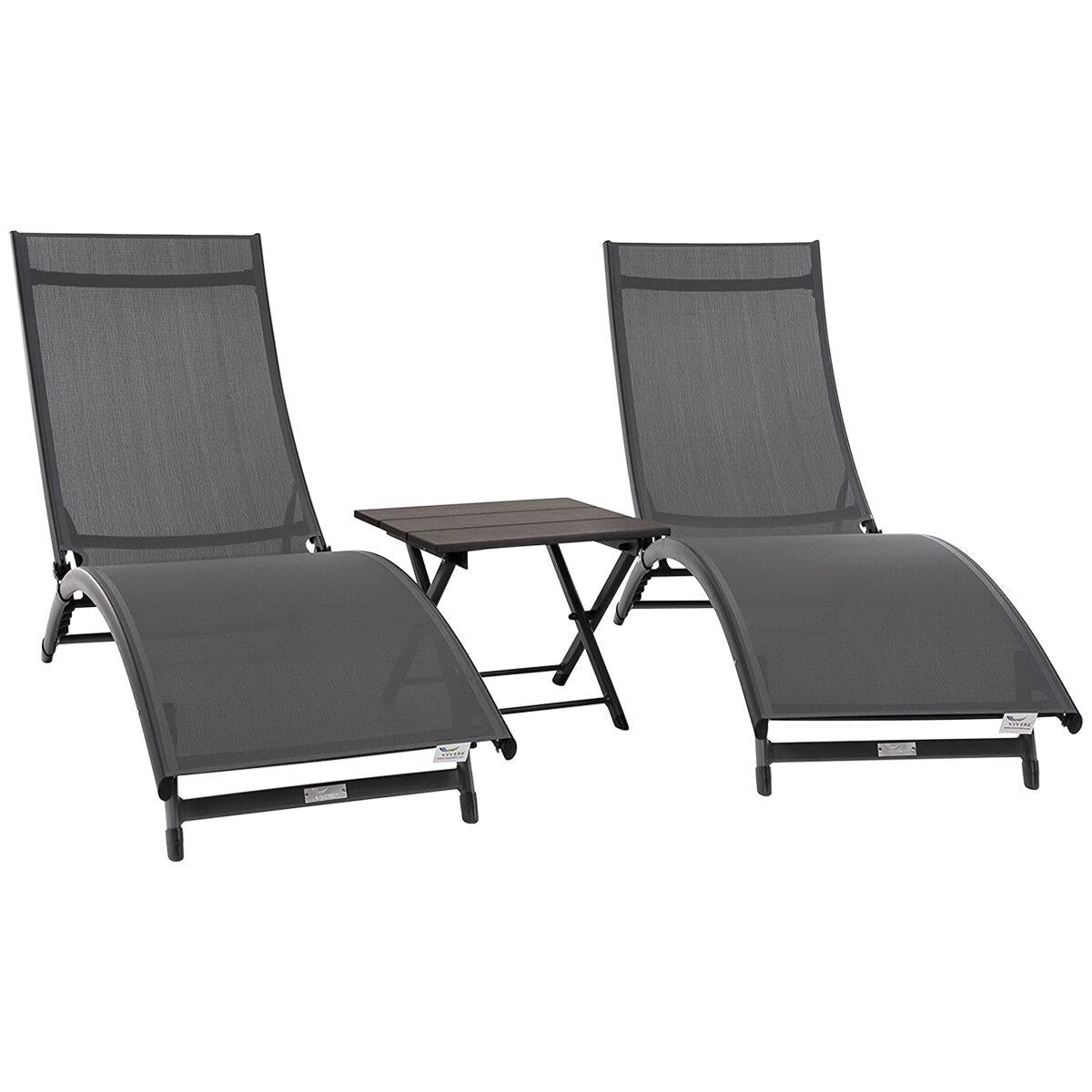 Vivere Coral Springs Chaise Lounge And Table 3 Piece Set Macchiato