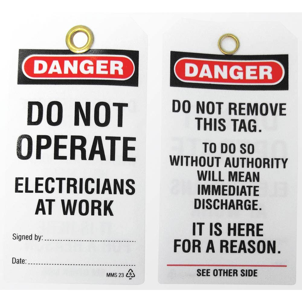 WATTMASTER Lock-Out Test Tag - Electricians at Work - 5 Piece WATWPT-23