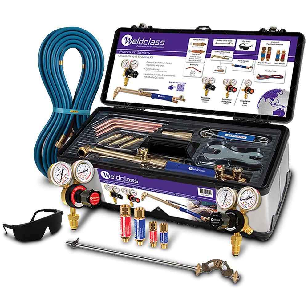 WELDCLASS PLATINUM Oxy Acetylene Kit w Flashback Arrestors 4-OXACK