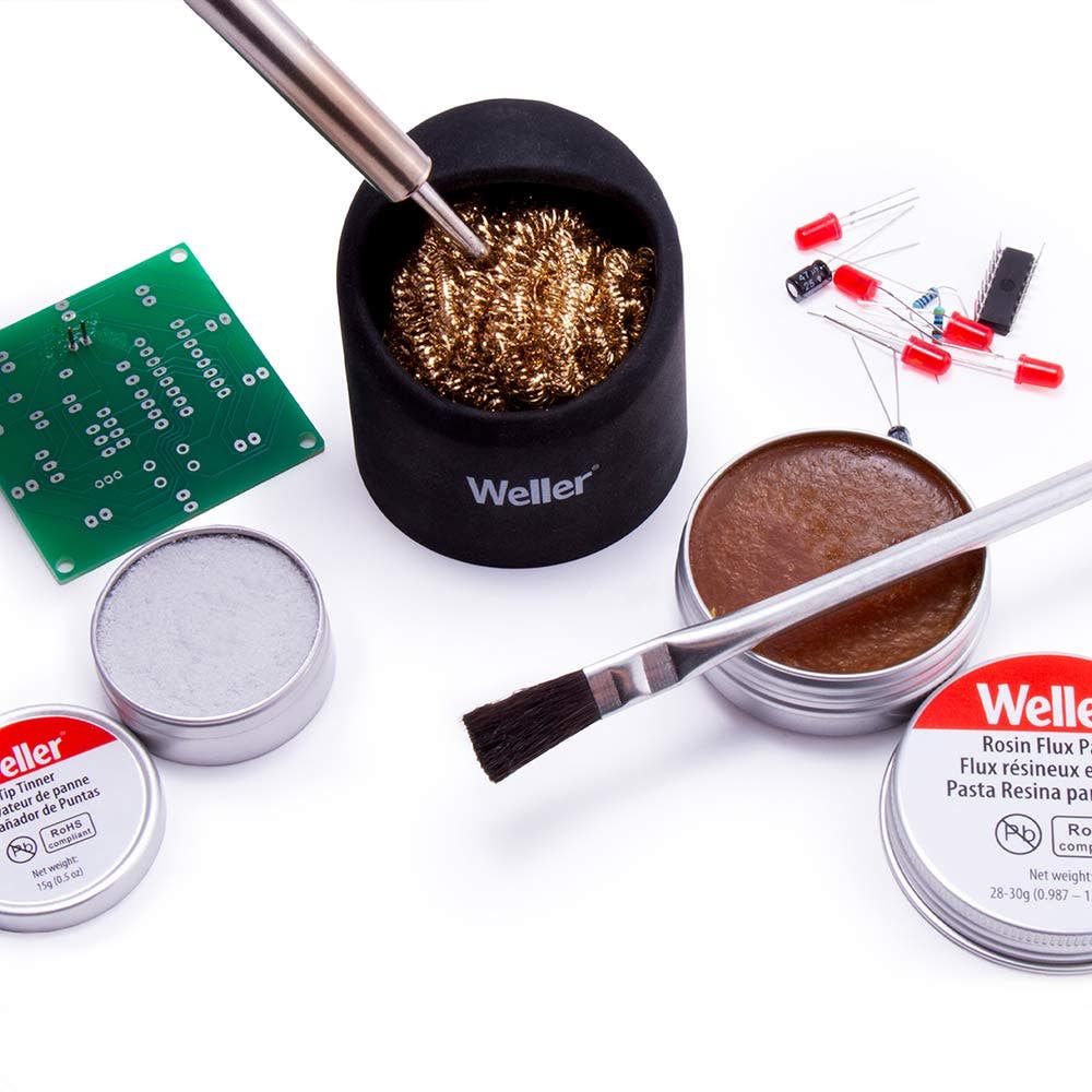 WELLER Soldering Brass Sponge Tip Cleaner w Silicone Holder WLACCBSH-02