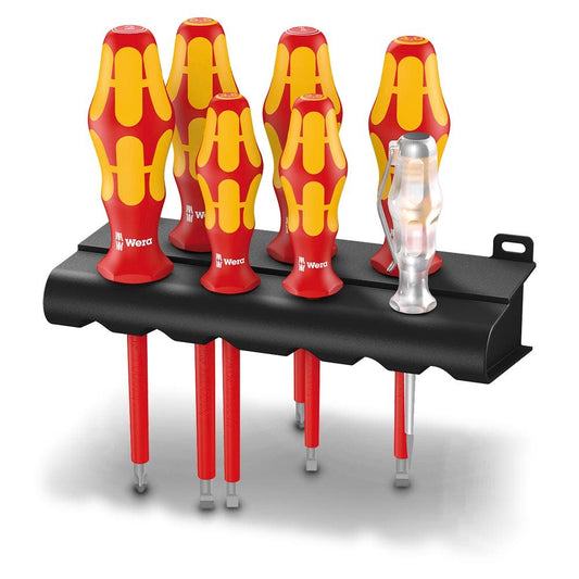 WERA 160 i 7 Rack Screwdriver Set Kraftform Plus Series 100, Voltage Tester and Rack - 7 Piece WER006147