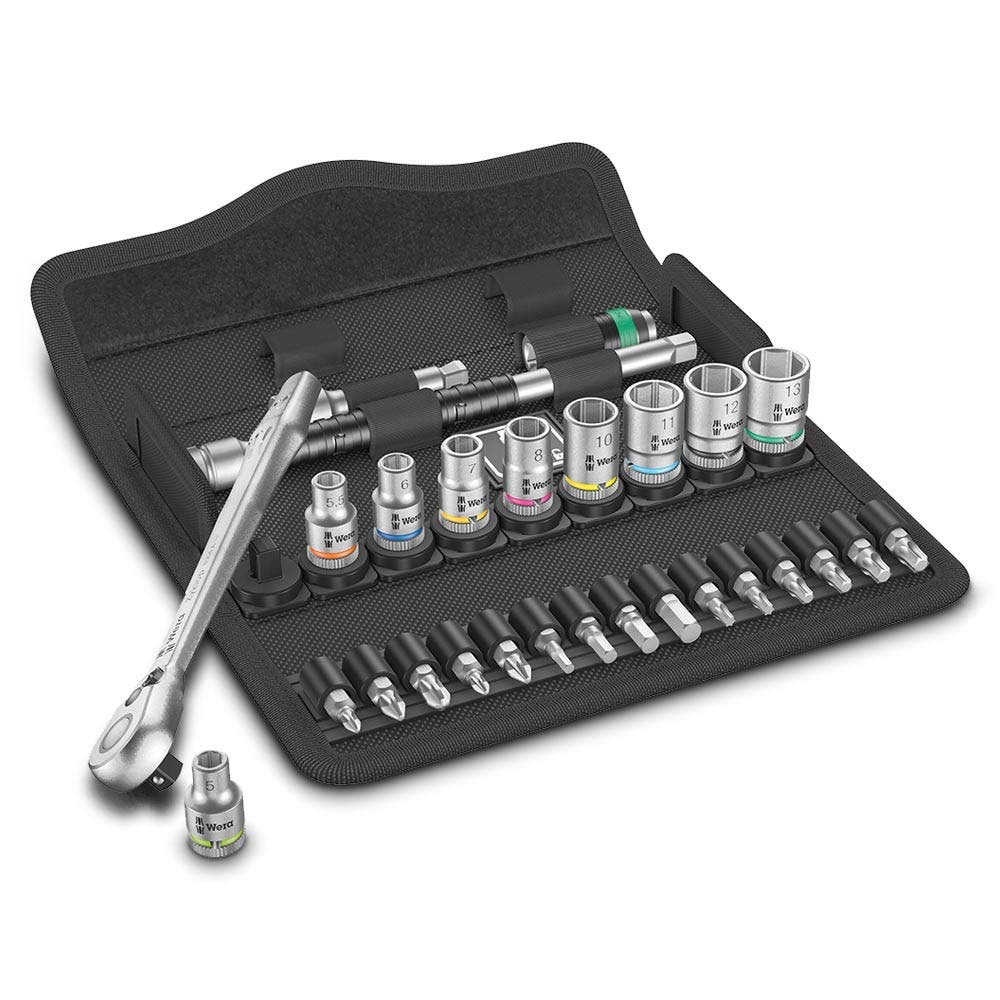 WERA 8100 SA 8 Zyklop Metal Ratchet Set w Switch Lever 1 4 Drive Metric - 28 Piece WER004018