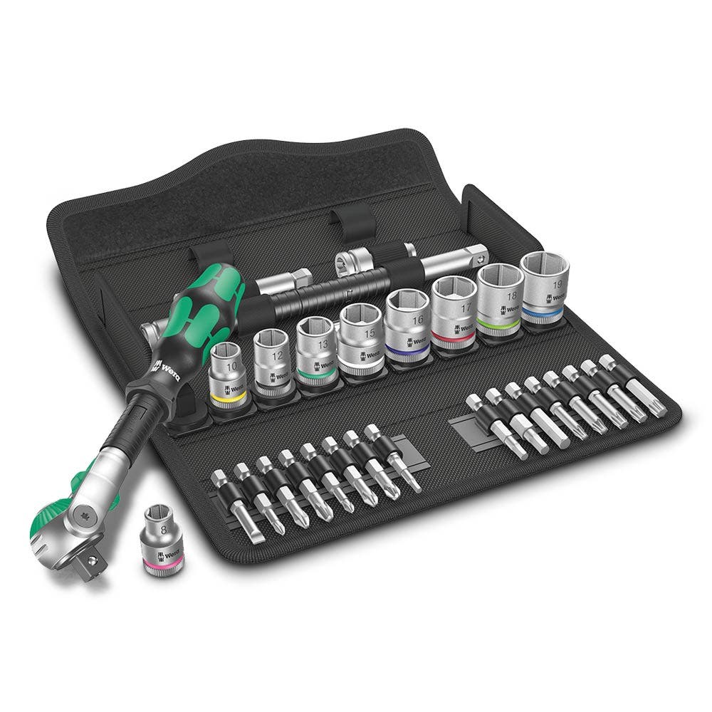 WERA 8100 SB 6 Zyklop Speed Ratchet Set 8-19mm 3 8 Drive Metric - 29 Piece WER004046