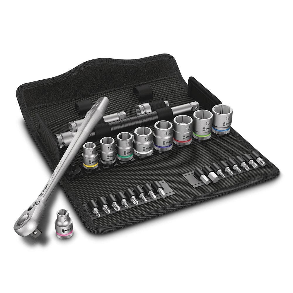 WERA 8100 SB 8 Zyklop Metal Ratchet Set w Switch Lever 3 8 Drive Metric - 29 Piece WER004048