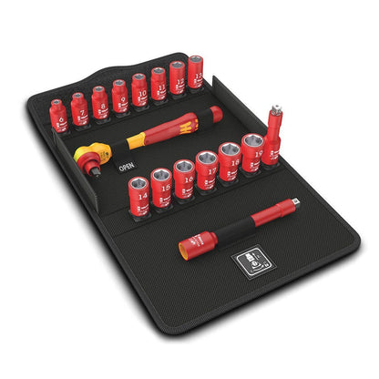 WERA 8100 SB VDE 1 Zyklop Ratchet Set Insulated Switch Lever 3 8 Drive Metric - 17 Piece WER004970