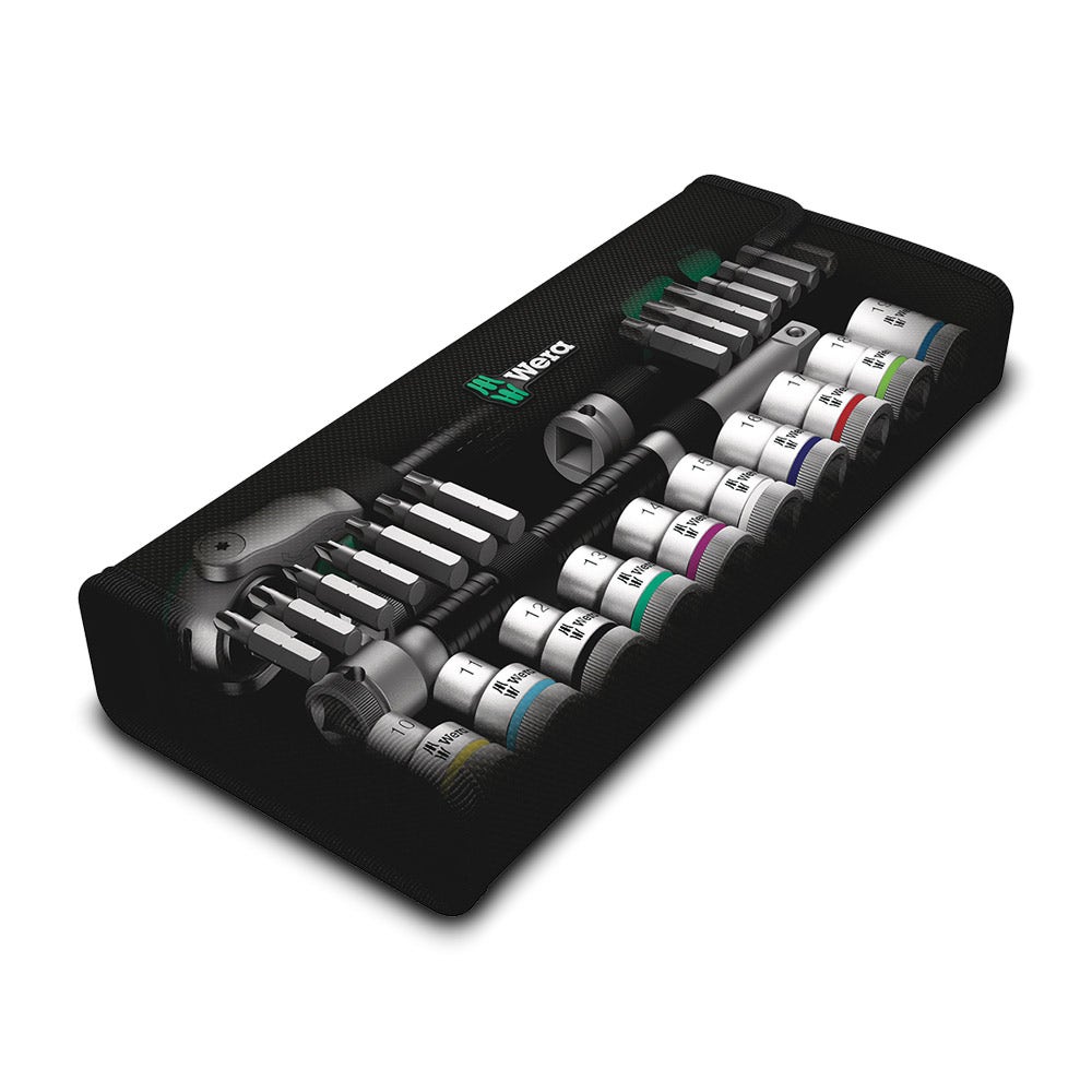 WERA 8100 SC 6 Zyklop Speed Ratchet Set 10-19mm 1 2 Drive Metric - 28 Piece WER004076