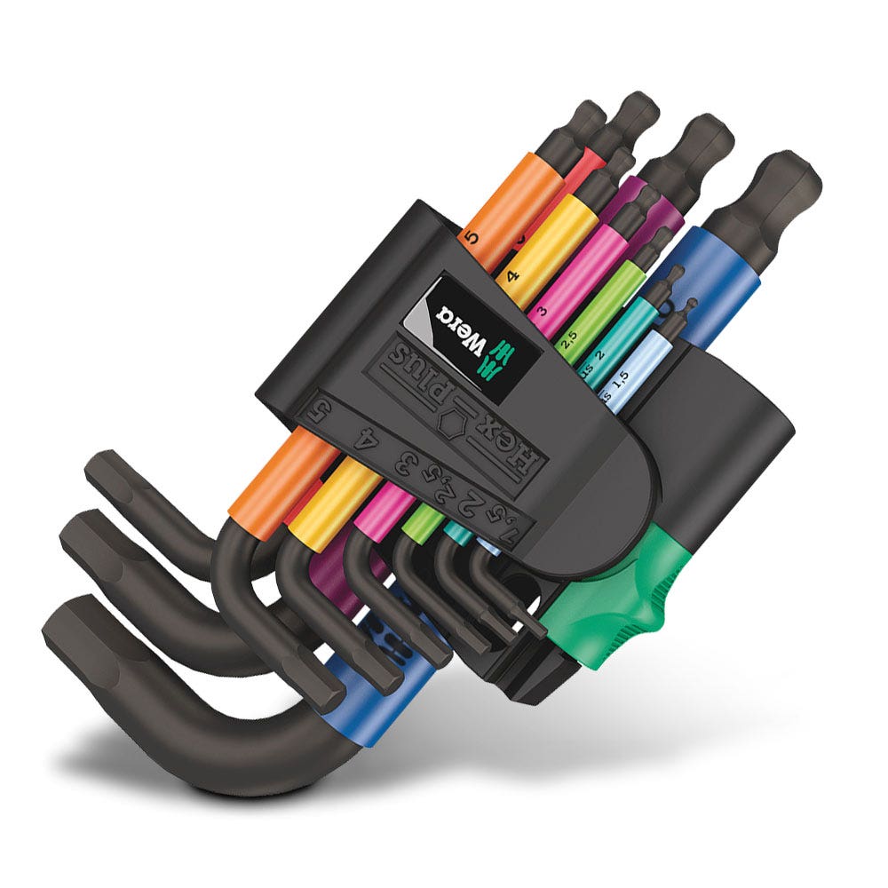WERA 950 9 Hex-Plus Multicolour 2 L-Key Set, Metric, Blacklaser - 9 Piece WER133164