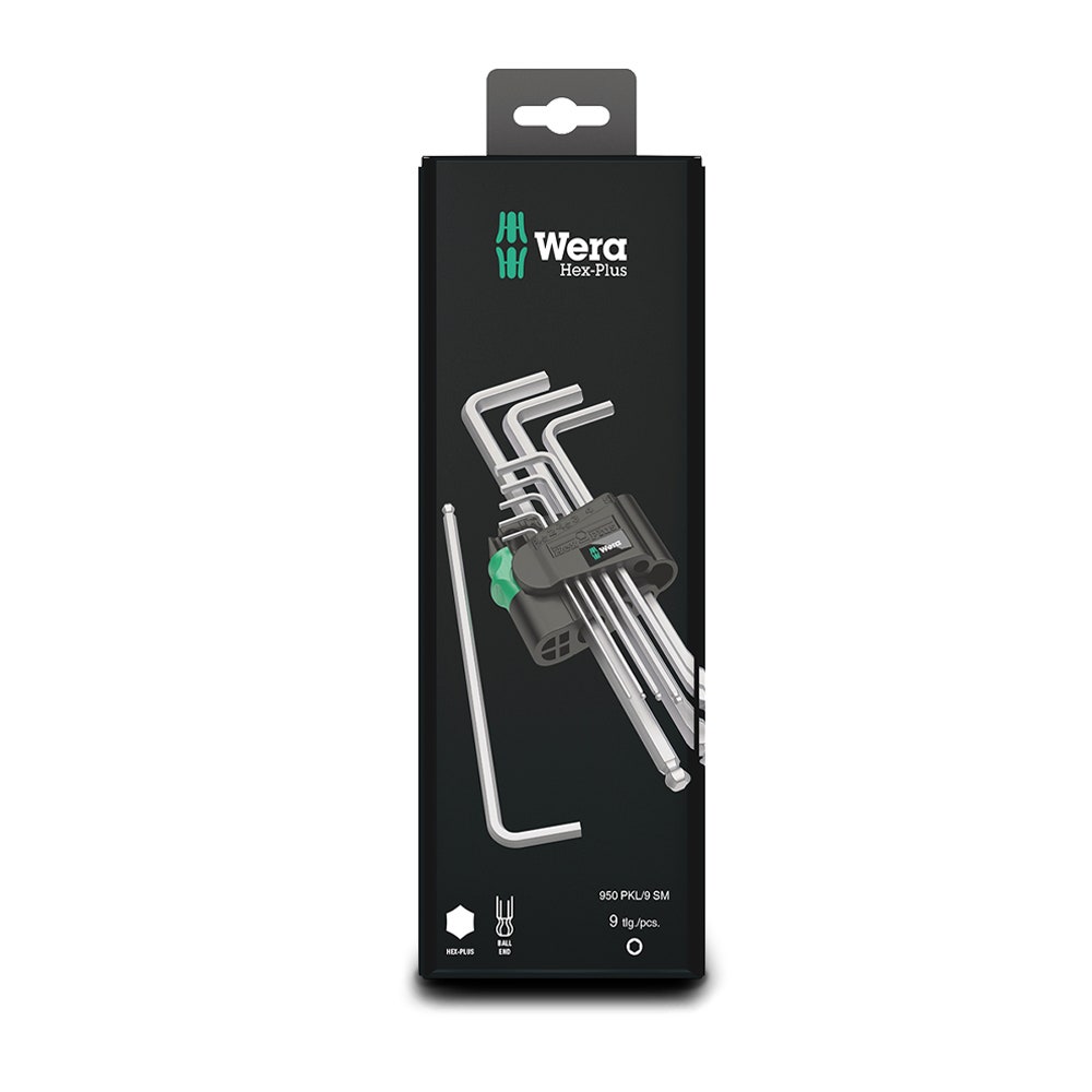 WERA 950 9 Hex-Plus 1 Sb L-Key Set, Metric, Chrome-Plated - 9 Piece WER073391