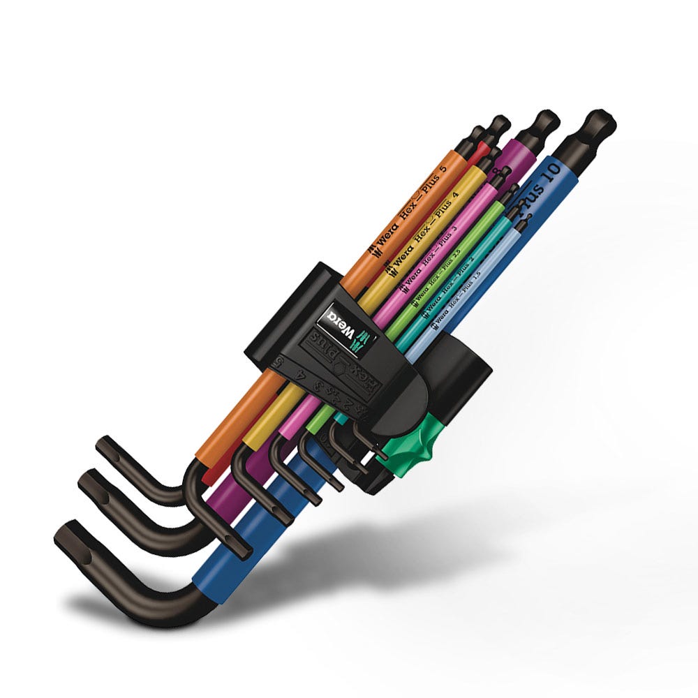 WERA 950 9 Hex-Plus Multicolour 1 Sb Multicolour L-Key Set, Metric, Blacklaser - 9 Piece WER073593