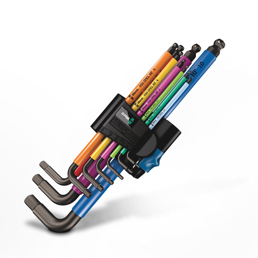 WERA 950 9 Hex-Plus Multicolour Hf 1 L-Key Set, Metric, BlackLaser, w Holding Function - 9 Piece WER022210