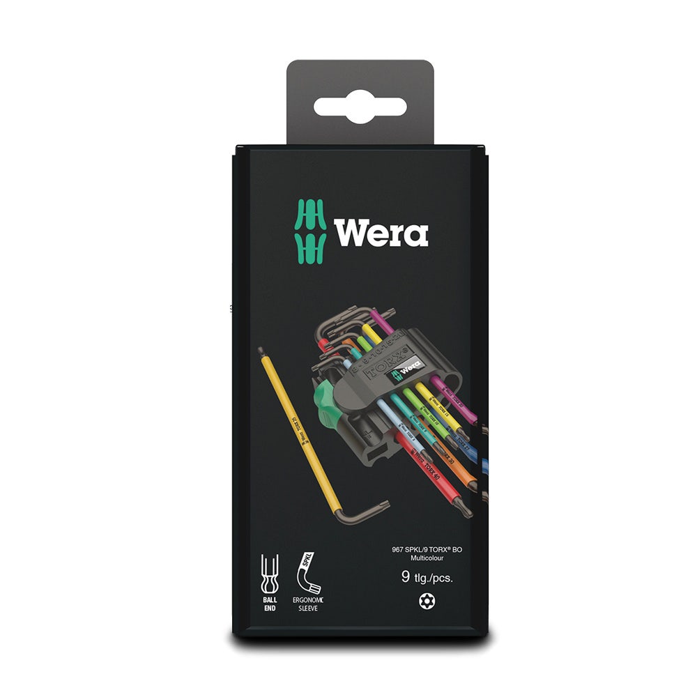 WERA 967 9 TX BO Multicolour 1 Sb L-Key Set For Tamper-Proof Torx Screws, Blacklaser - 9 Piece WER073599