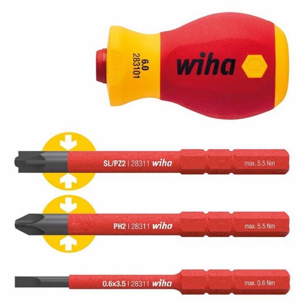 WIHA Stubby VDE Magazine Screwdriver with Bit Holder Set 41230