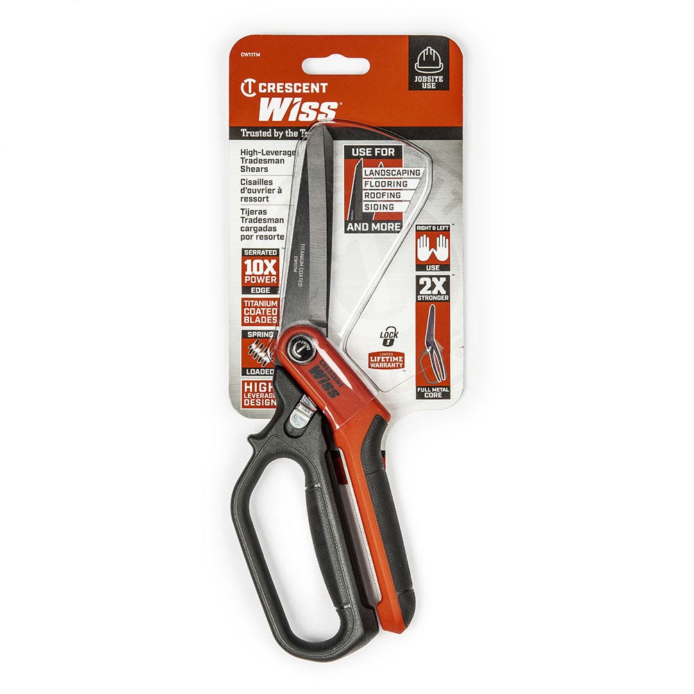 WISS 297mm 11 Heavy-Duty Titanium Coated Single Ring Tradesman Shears CW11TM