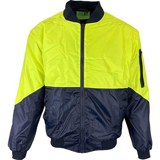 WORKIT Hi Vis 2 Tone Wet Weather Bomber Jacket Yellow Navy 3009YNS