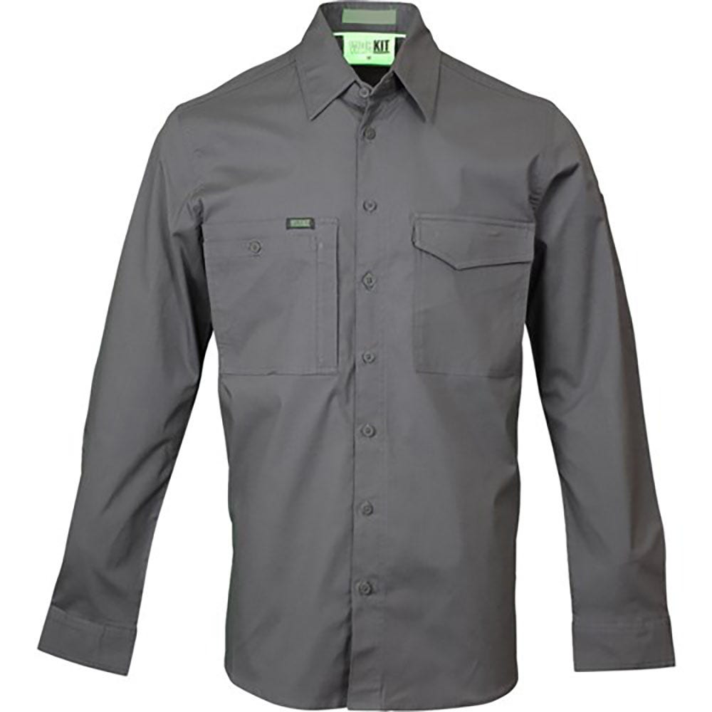 WORKIT Velocity Stretch Lightweight Ripstop Travel Shirt Charcoal 2053CS