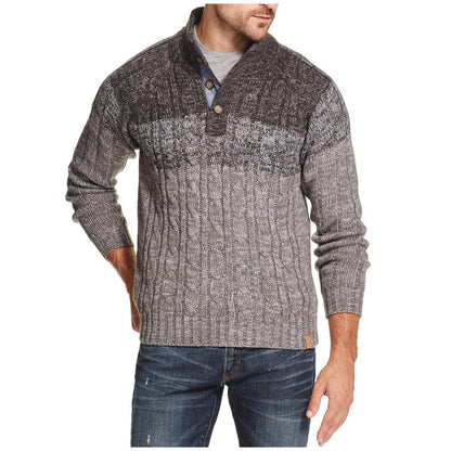 Weatherproof Men's Buttonmock Cable Sweater Navy