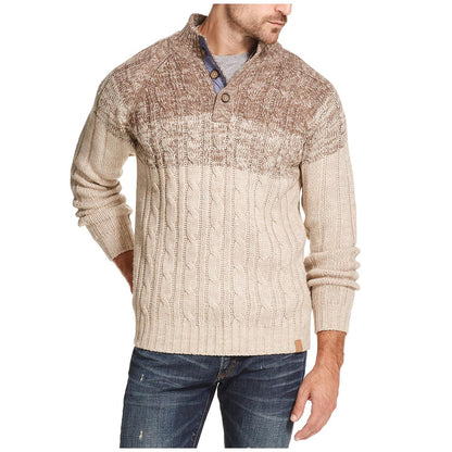 Weatherproof Men's Buttonmock Cable Sweater Navy