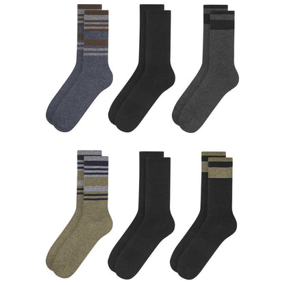 Weatherproof Men's Vintage Coolmax Crew Socks 6 Pack Blue And Brown