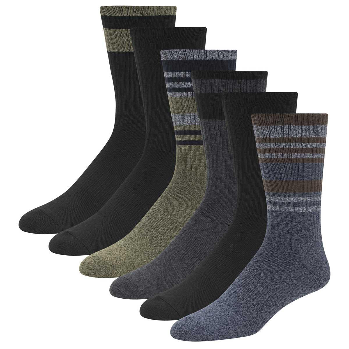 Weatherproof Men's Vintage Coolmax Crew Socks 6 Pack Blue And Brown