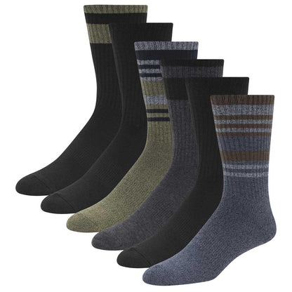 Weatherproof Men's Vintage Coolmax Crew Socks 6 Pack Blue And Brown