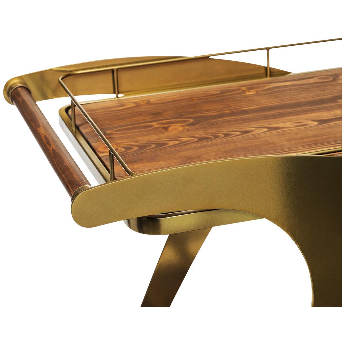 Wine Stash French Bar Cart with Timber Top