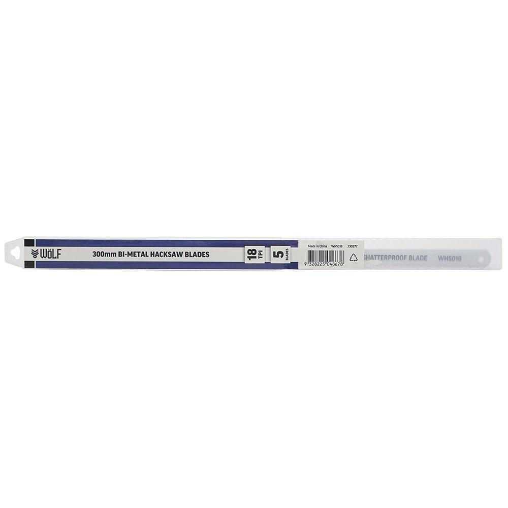 WoLF 300mm Hacksaw Blades 18T 5 Pack WHS018
