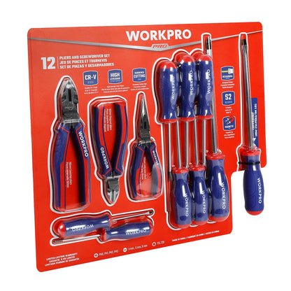 Workpro High Leverage Pliers And Screwdriver 12 Piece Set GSCO21003