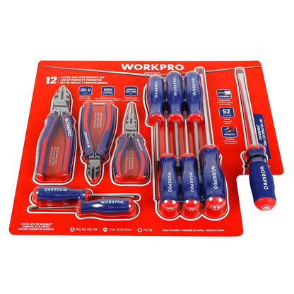 Workpro High Leverage Pliers And Screwdriver 12 Piece Set GSCO21003