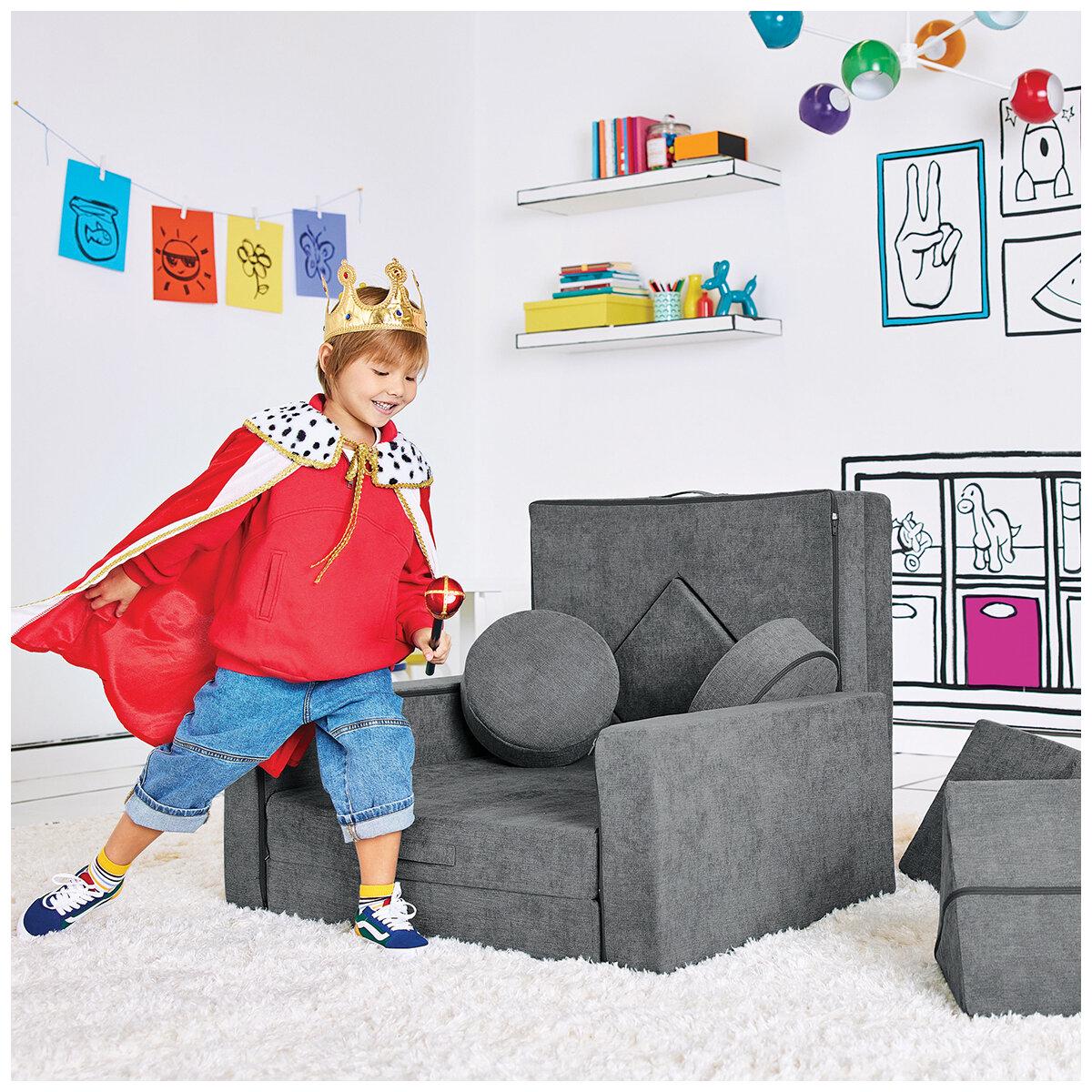 Yourigami Kids Play Couch Fossil Grey
