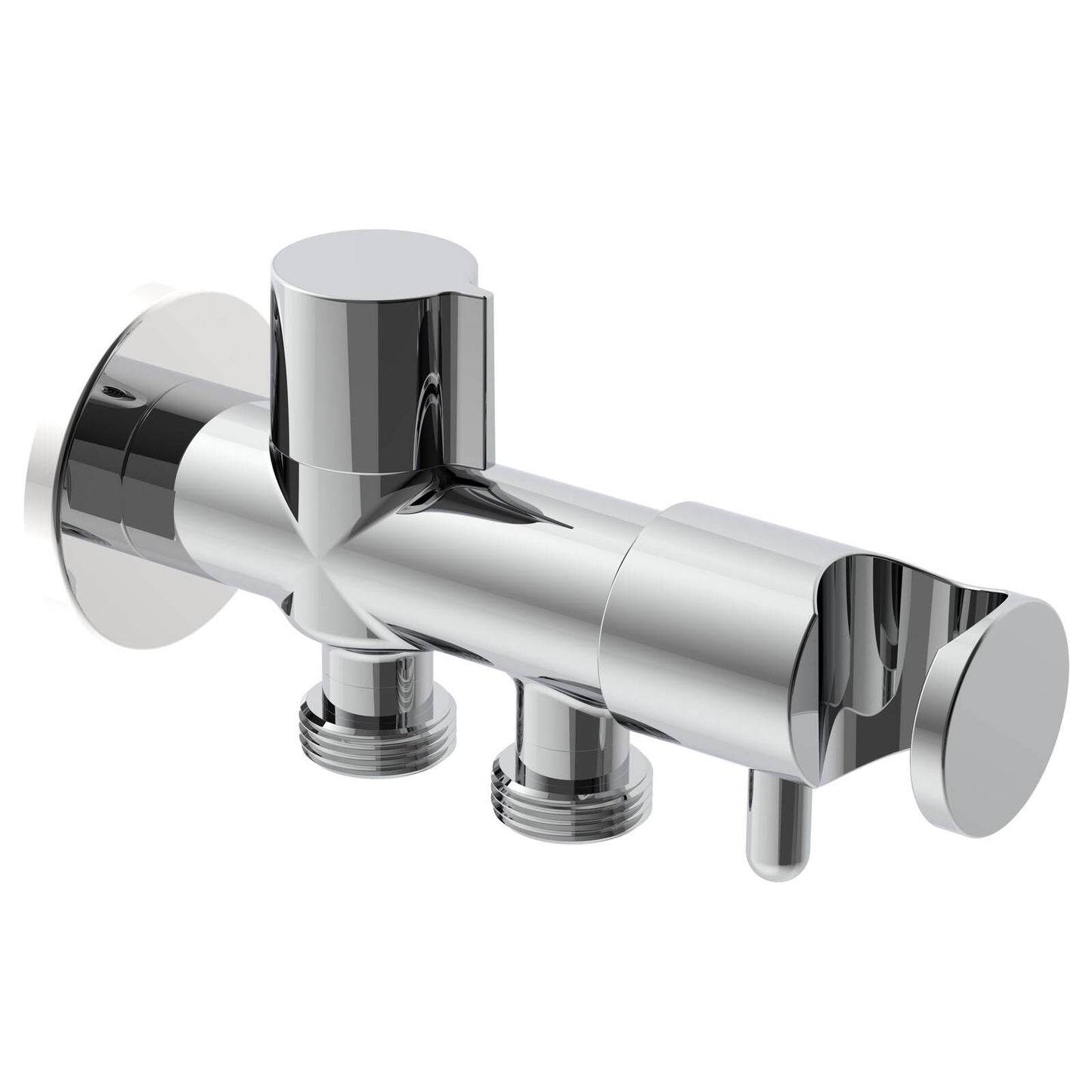 Evekare Chrome Dual Hand Spray Holder & Shut Off Valve - 138 x 76mm