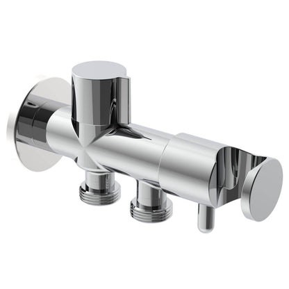 Evekare Chrome Dual Hand Spray Holder & Shut Off Valve - 138 x 76mm