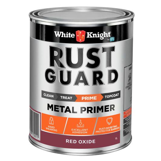 White Knight Rust Guard Metal Primer Paint - Red Oxide 1L