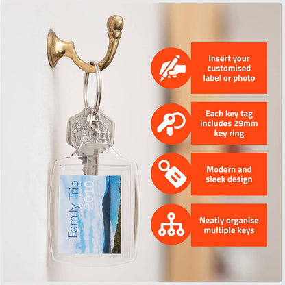 Taskmaster Clear Customisable Key Tags - 100 x 140mm - 3 Pack