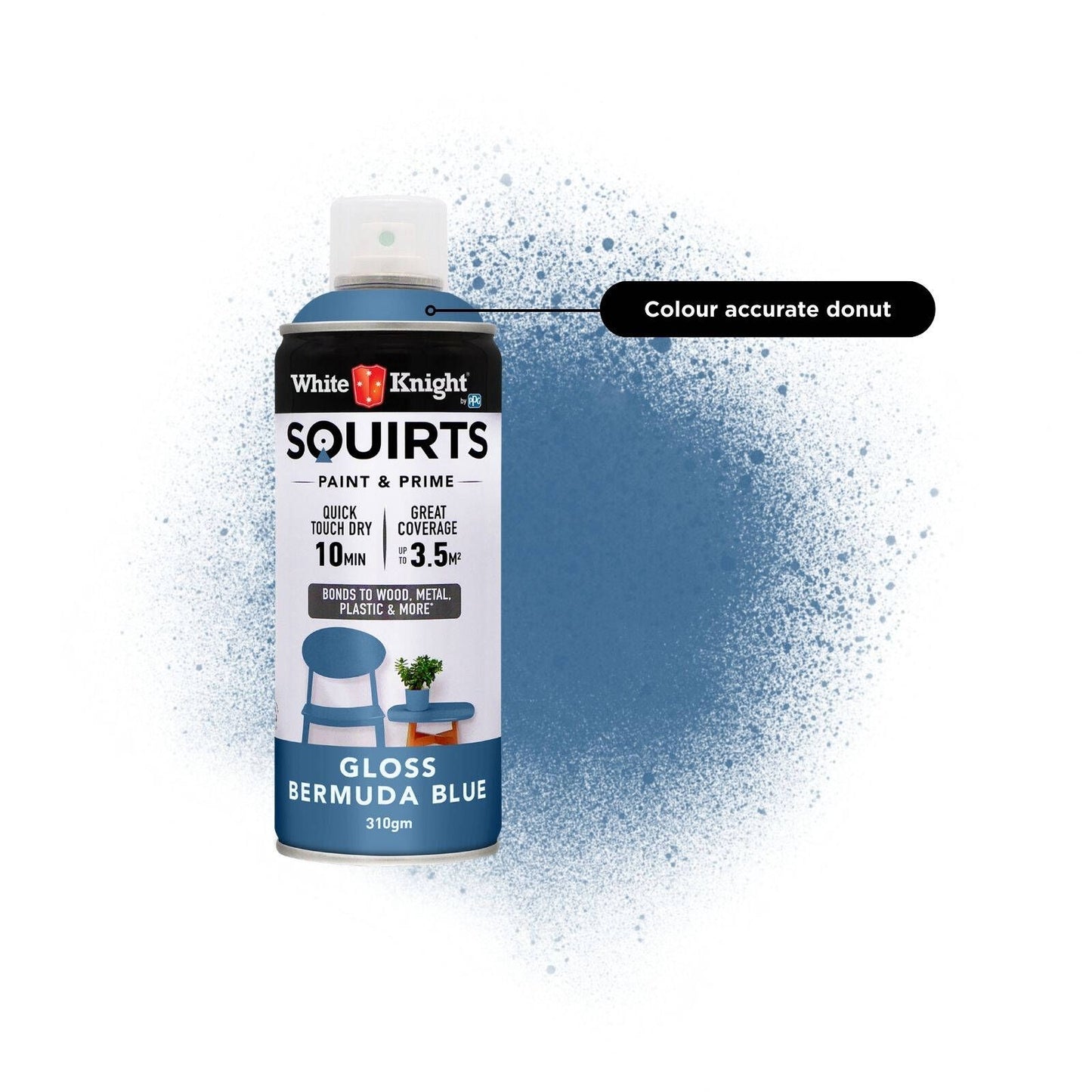 White Knight Squirts Bermuda Blue Gloss Spray Paint - 310g