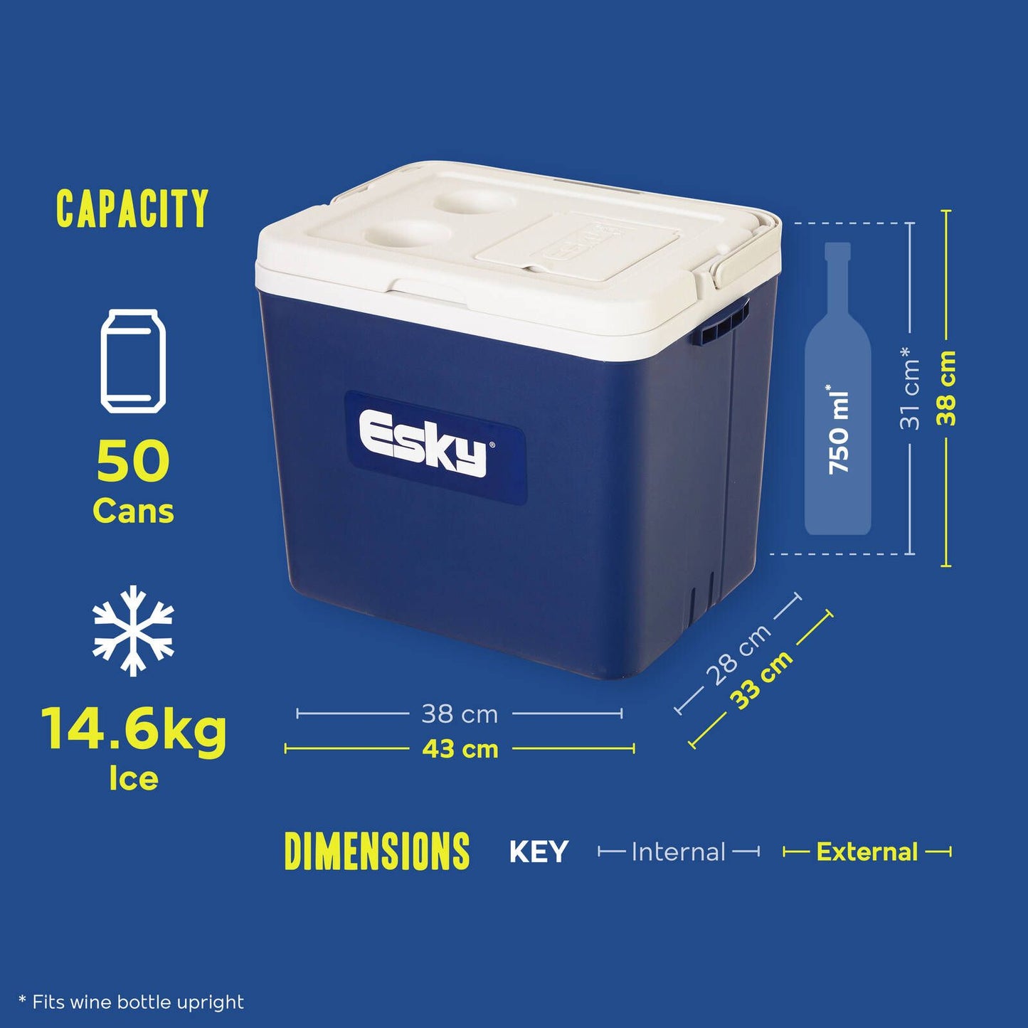 Esky 33L Plain Chilla Hard Cooler - Blue