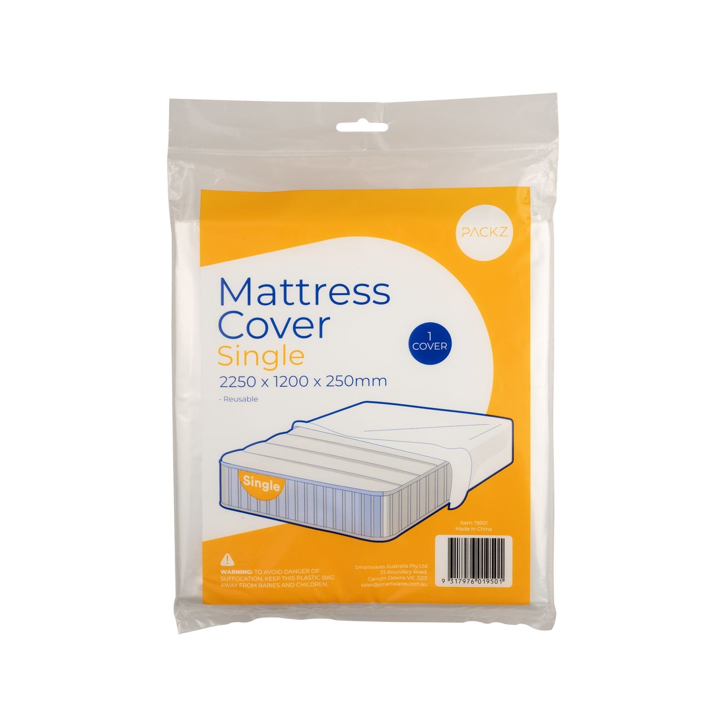 Packz Single Mattress Cover - 2250 x 1200 x 250mm